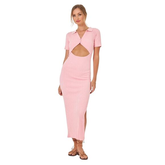 NWT! L*Space Lena Cutout Collared Bodycon Maxi Dress - Size Medium - Picture 1 of 9